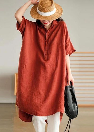 Vestido camisa lino casual mujer
