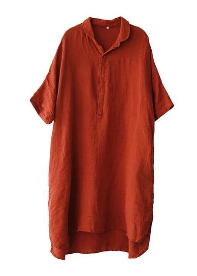 Vestido camisa lino casual mujer