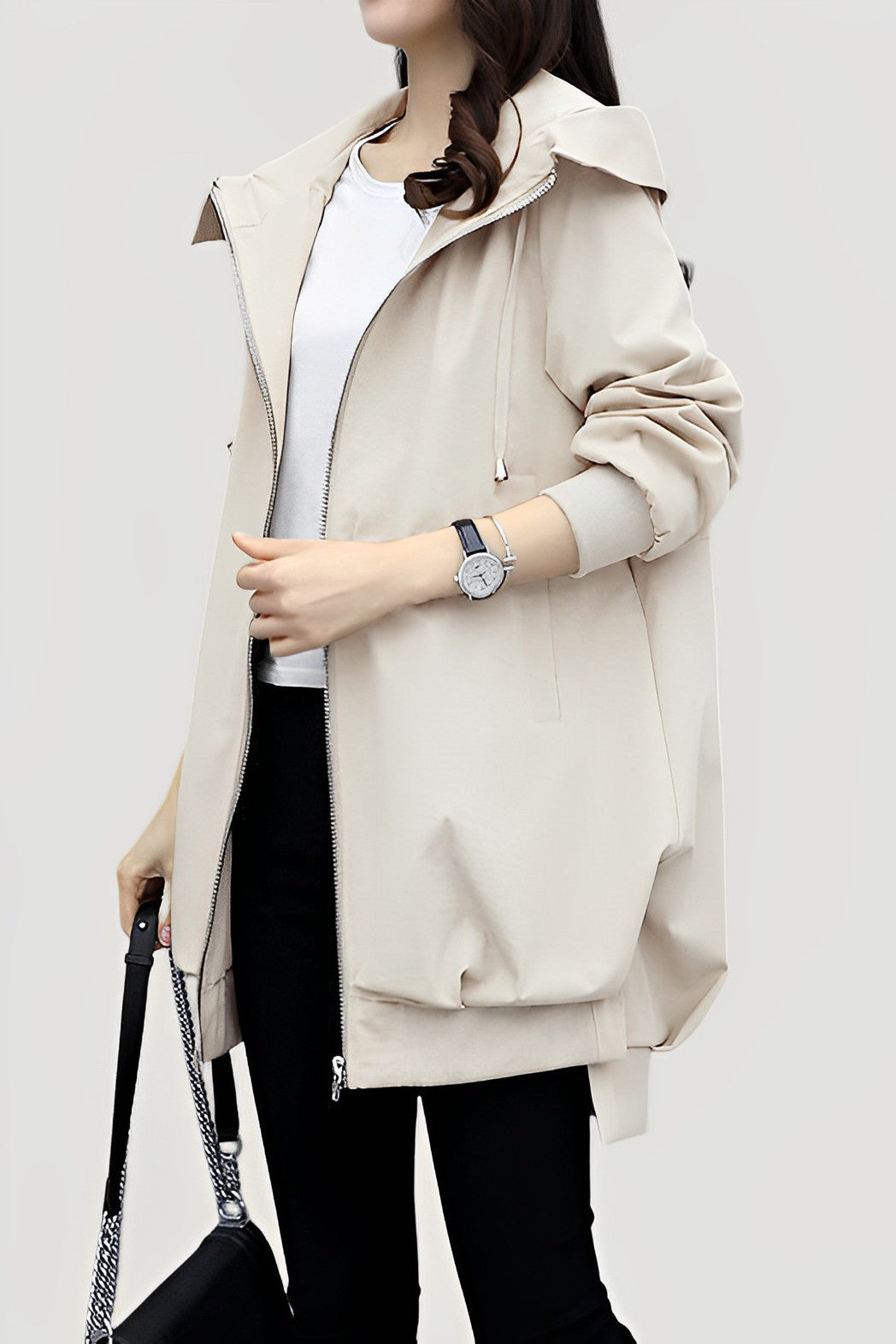 Trench con capucha para mujer – Estilo urbano y comodidad ligera