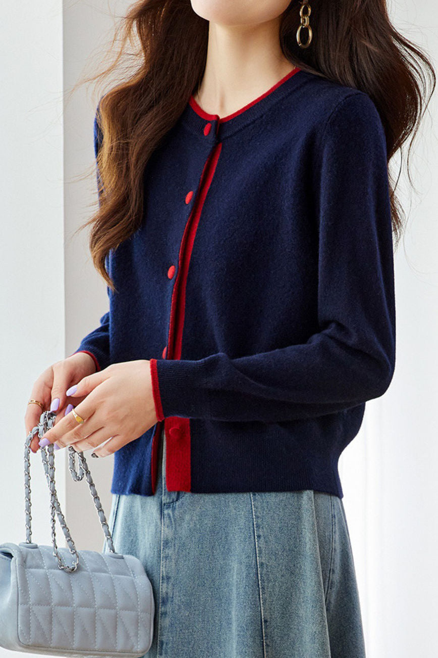 Cárdigan de punto con bloques de colores – Estilo urbano chic y cómodo