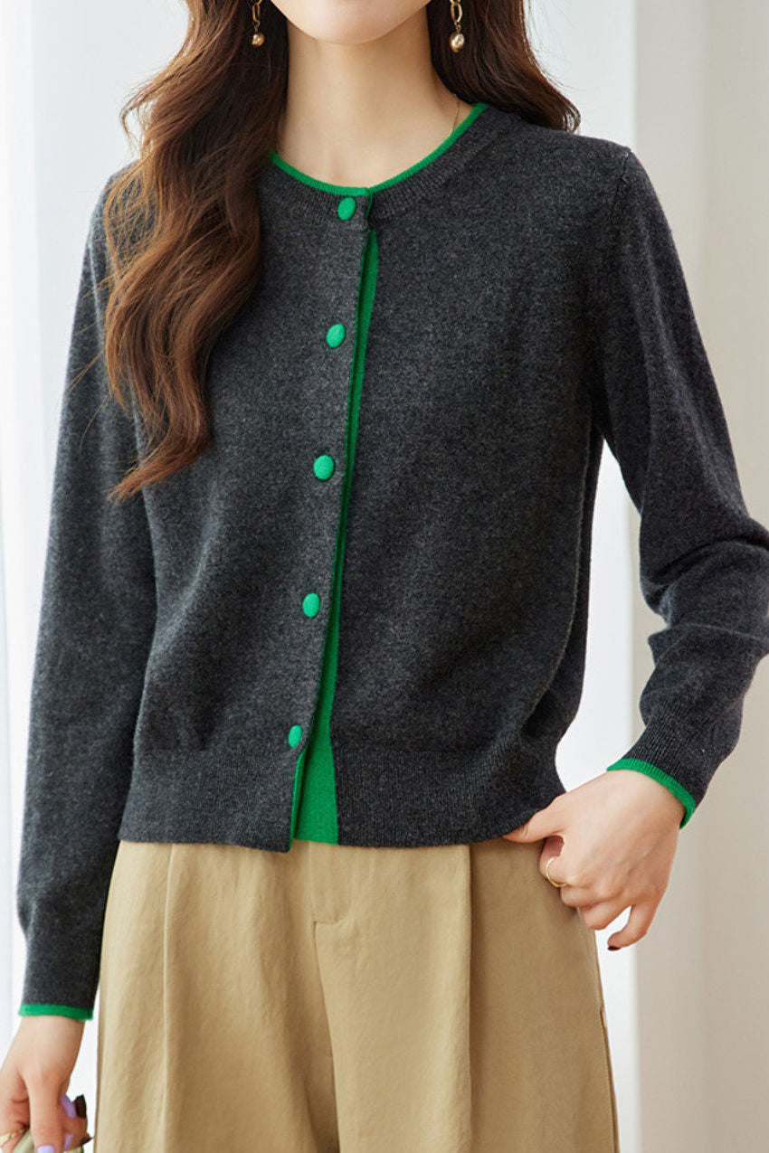 Cárdigan de punto con bloques de colores – Estilo urbano chic y cómodo