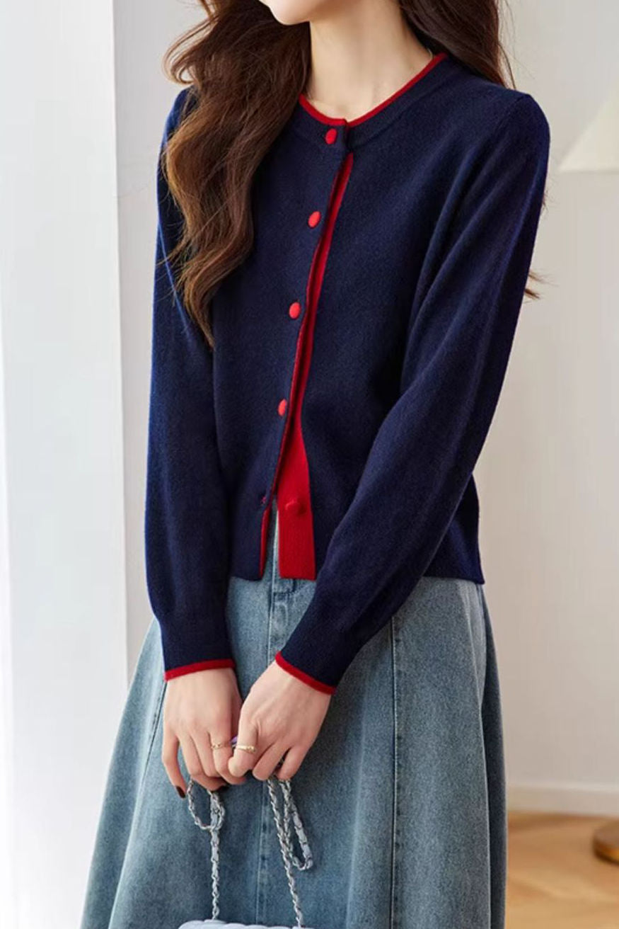Cárdigan de punto con bloques de colores – Estilo urbano chic y cómodo