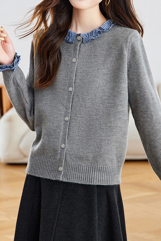 Cárdigan de Punto Bicolor para Mujer – Elegancia Moderna y Confort Diario