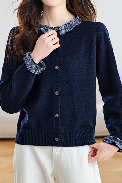 Cárdigan de Punto Bicolor para Mujer – Elegancia Moderna y Confort Diario