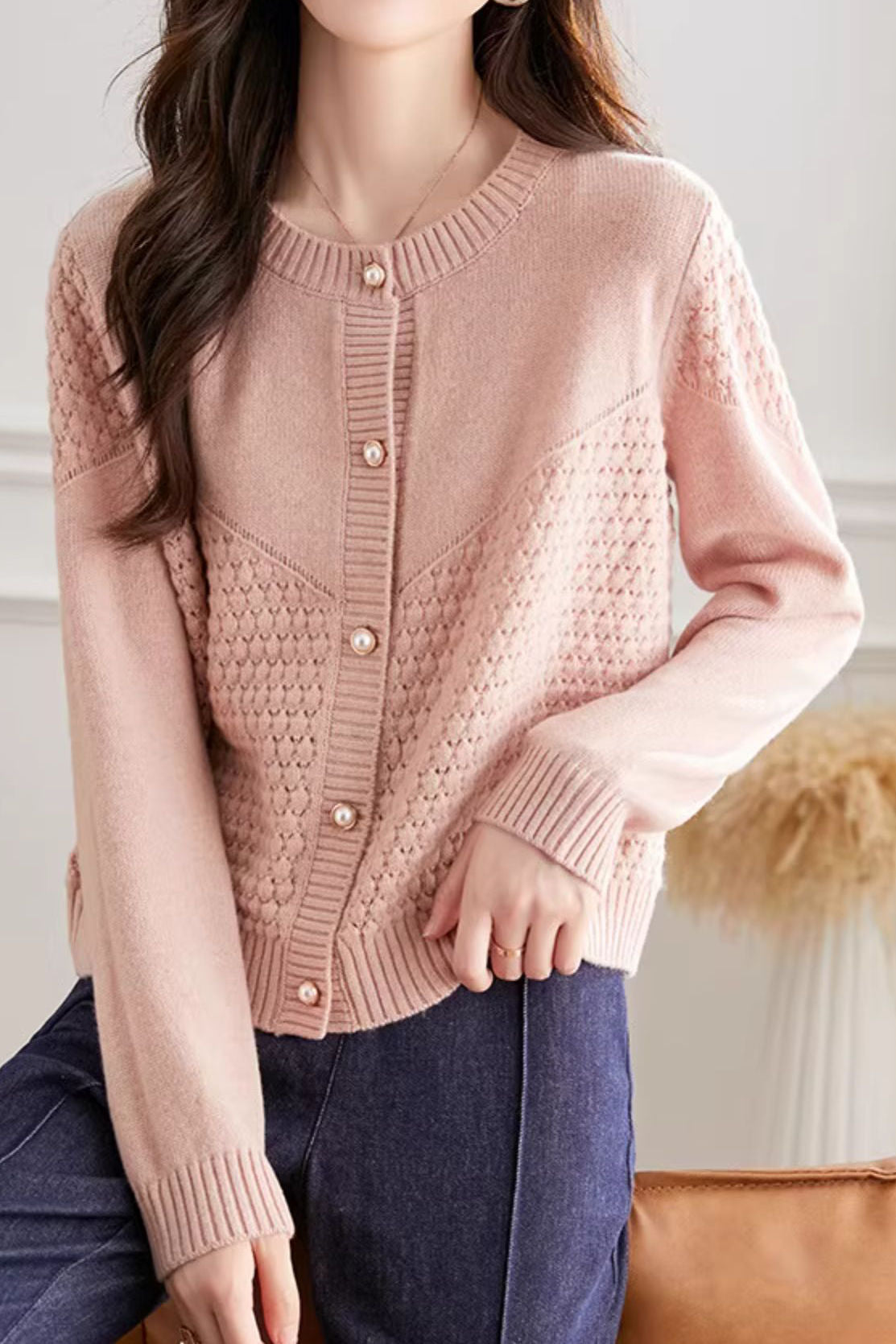Cárdigan de punto para mujer con textura suave – Estilo cálido y elegante