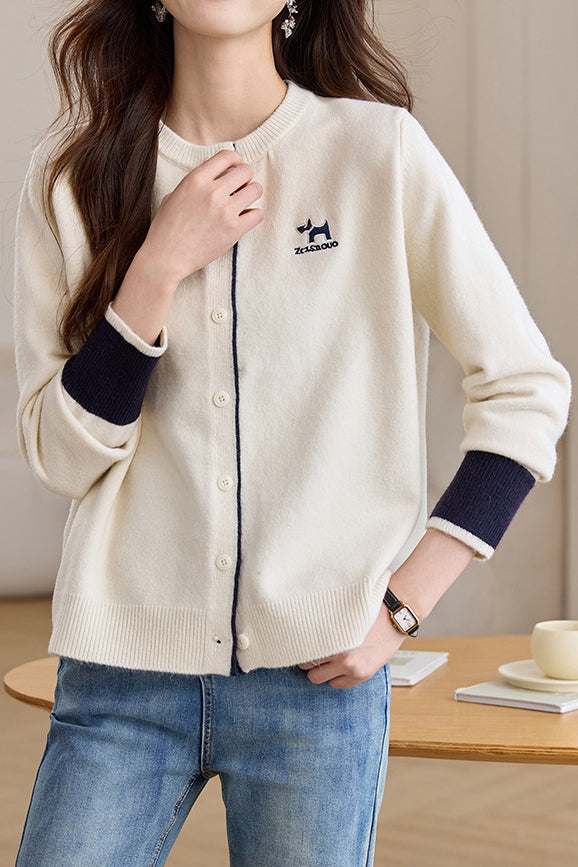 Cardigan de punto bordado para mujer - Estilo casual y chic