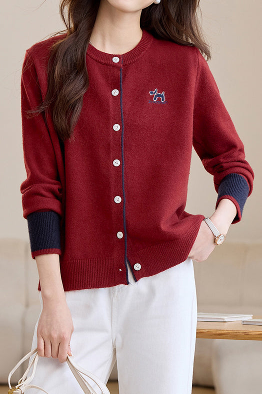 Cardigan de punto bordado para mujer - Estilo casual y chic