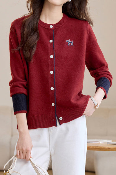 Cardigan de punto bordado para mujer - Estilo casual y chic
