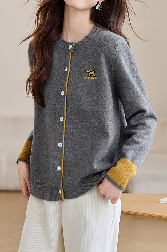 Cardigan de punto bordado para mujer - Estilo casual y chic