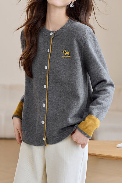 Cardigan de punto bordado para mujer - Estilo casual y chic