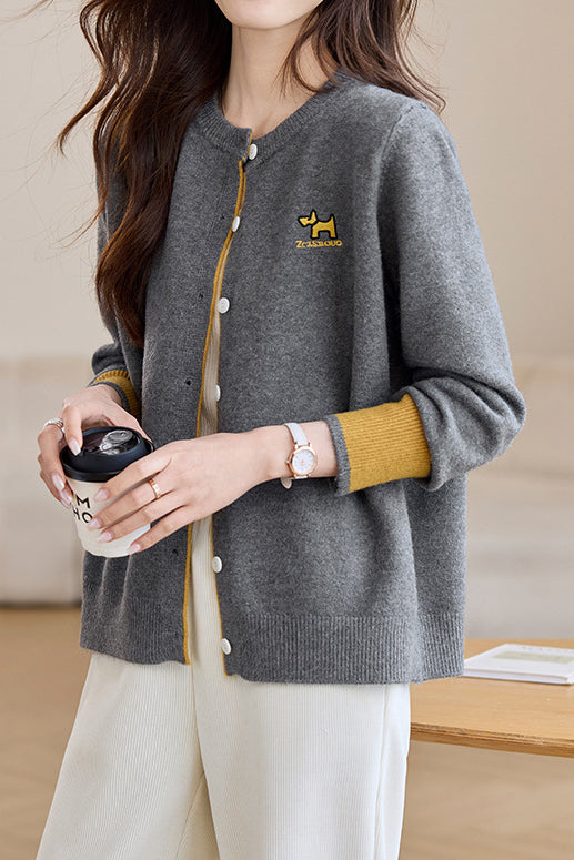 Cardigan de punto bordado para mujer - Estilo casual y chic