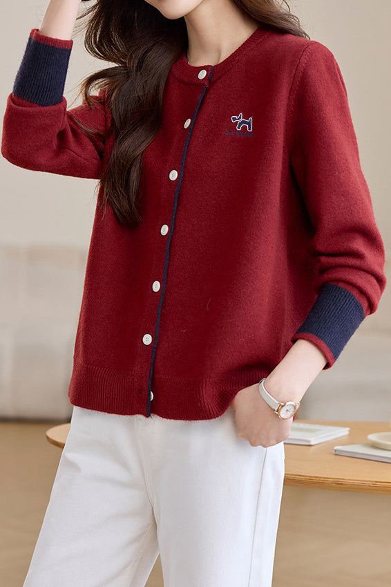 Cardigan de punto bordado para mujer - Estilo casual y chic