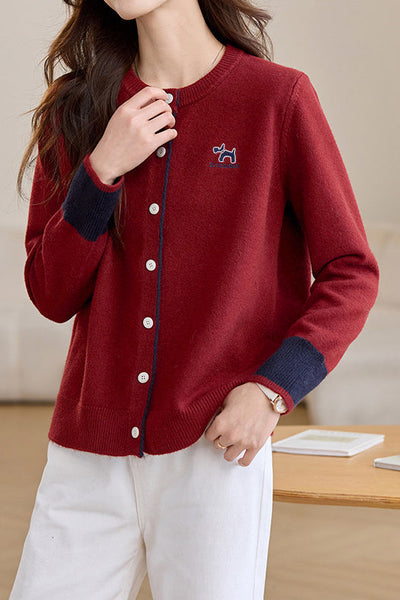Cardigan de punto bordado para mujer - Estilo casual y chic