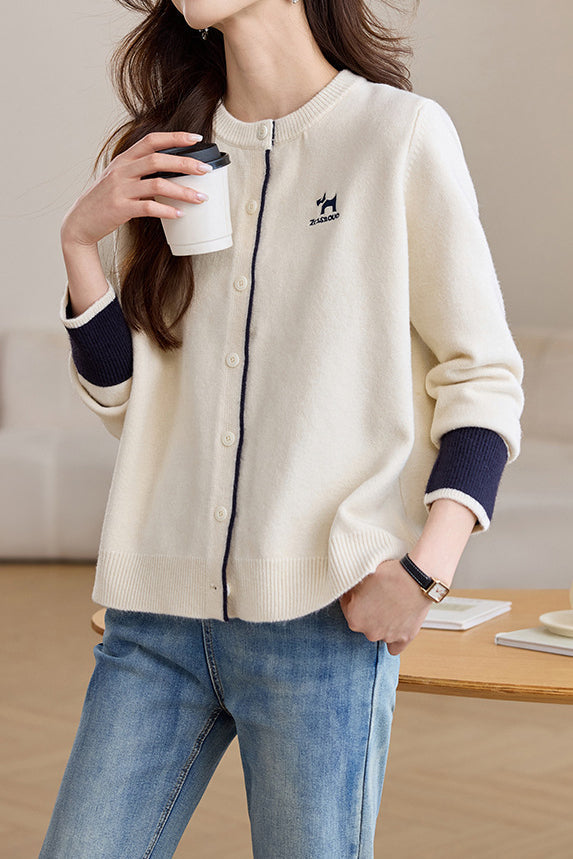 Cardigan de punto bordado para mujer - Estilo casual y chic