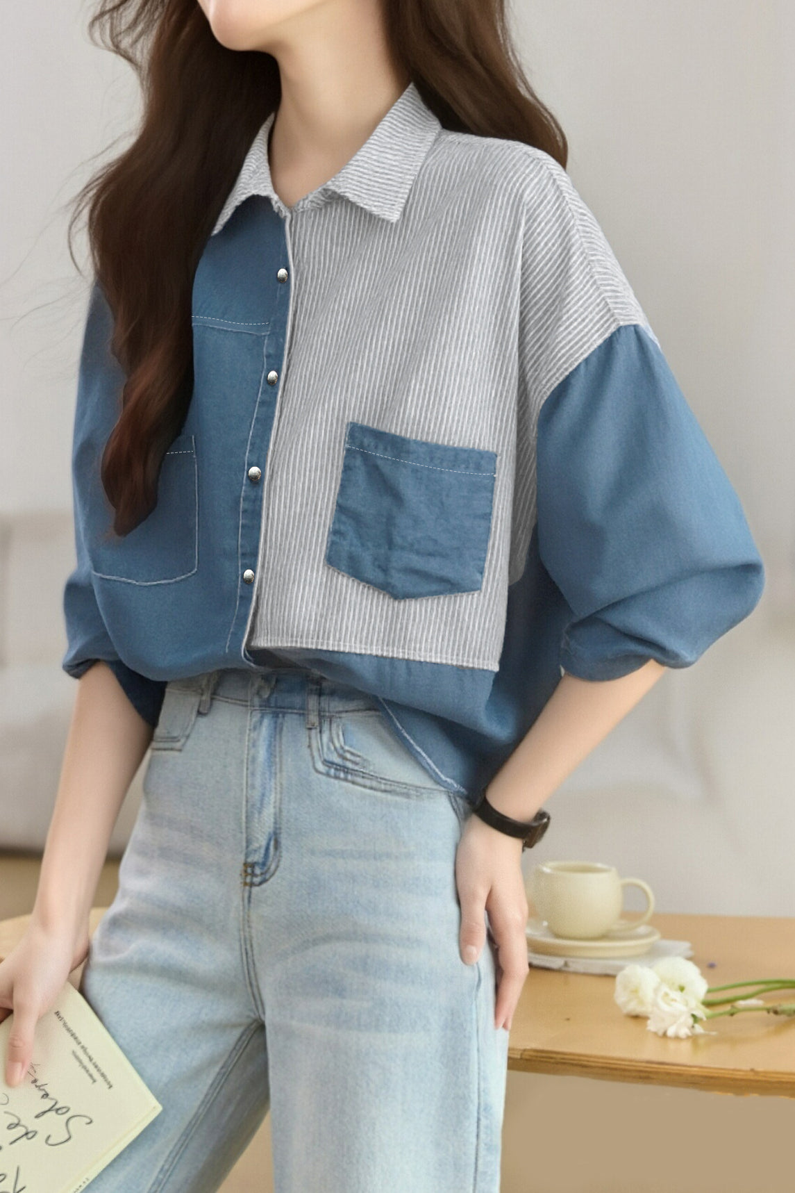 Camisa de Jean Casual para Mujer - Estilo Urbano Chic