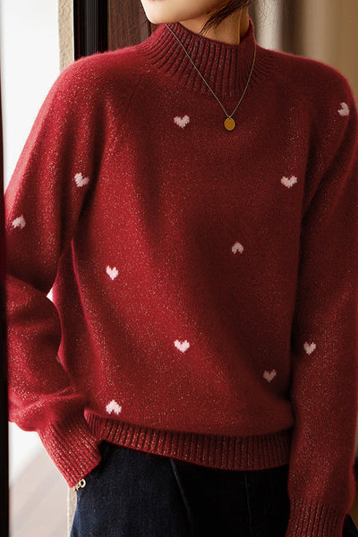 Suéter con motivo de corazón brillante – Estilo casual y chic para todas las ocasiones