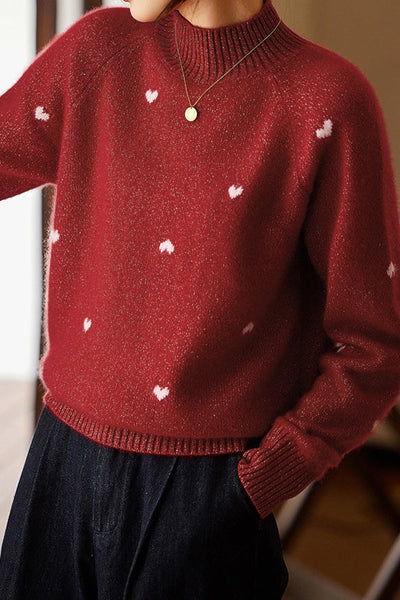 Suéter con motivo de corazón brillante – Estilo casual y chic para todas las ocasiones