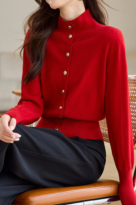 Top de punto con cuello alto chic para mujer – Elegancia moderna y confort suave