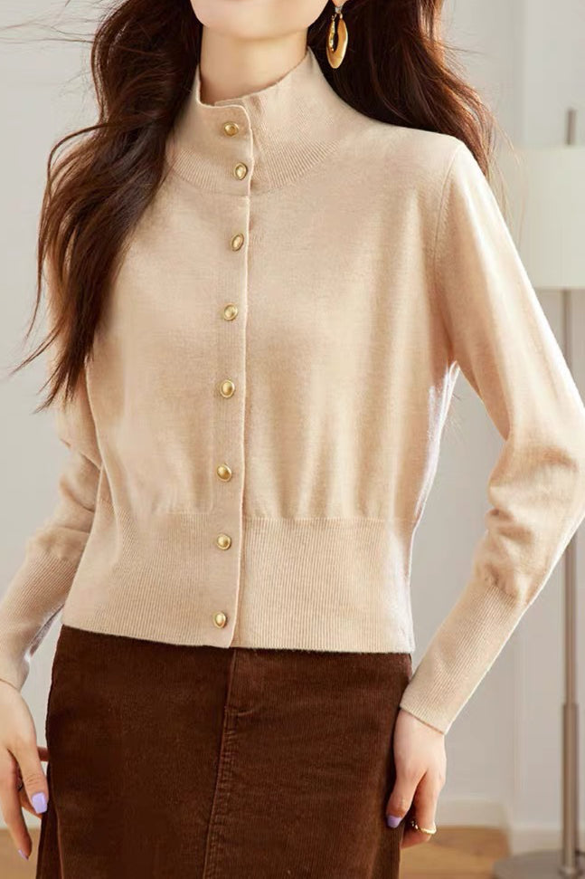 Top de punto con cuello alto chic para mujer – Elegancia moderna y confort suave