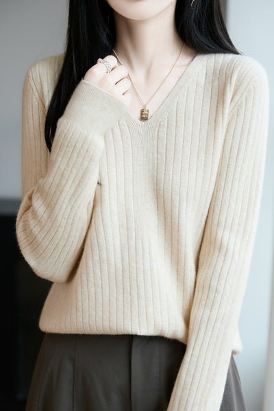 Top de punto casual con cuello en V para mujer – Estilo versátil y confort moderno