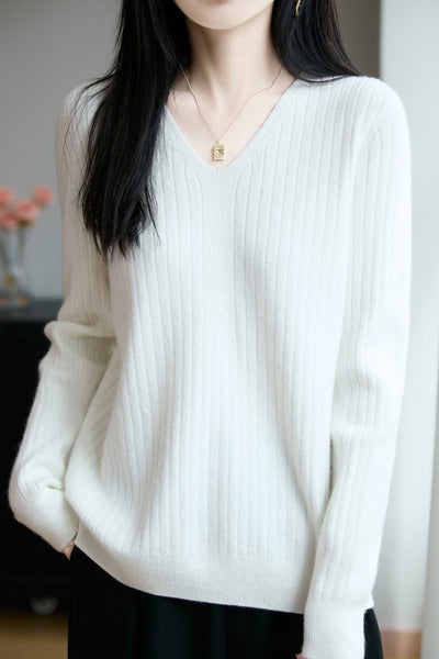 Top de punto casual con cuello en V para mujer – Estilo versátil y confort moderno