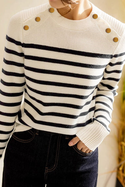 Top de punto rayado para mujer – chic, cómodo y versátil