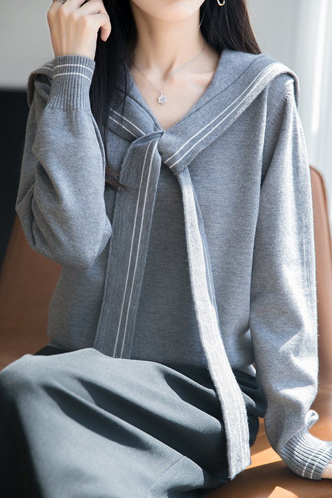 Top de punto para mujer con cuello en contraste – Confort y estilo moderno