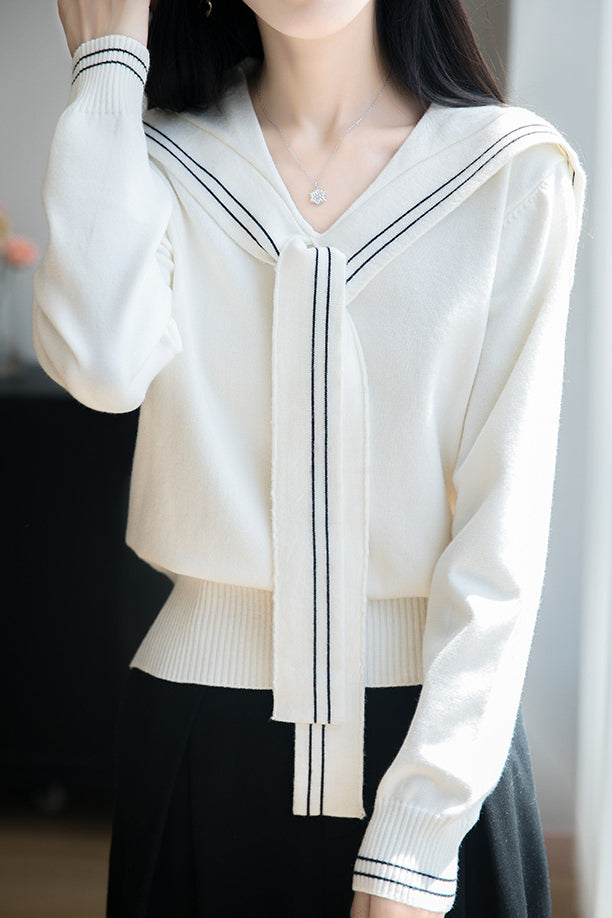 Top de punto para mujer con cuello en contraste – Confort y estilo moderno