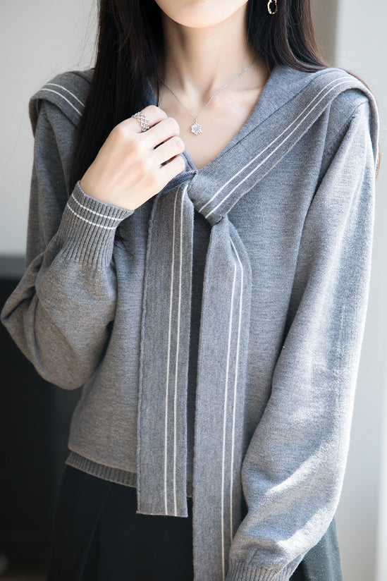 Top de punto para mujer con cuello en contraste – Confort y estilo moderno