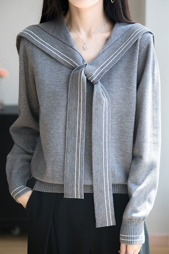 Top de punto para mujer con cuello en contraste – Confort y estilo moderno