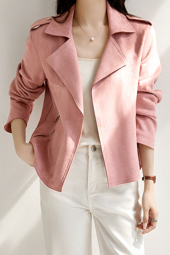 Chaqueta corta de ante casual