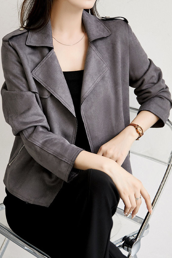 Chaqueta corta de ante casual