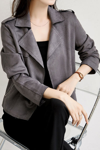 Chaqueta corta de ante casual