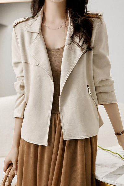 Chaqueta corta de ante casual