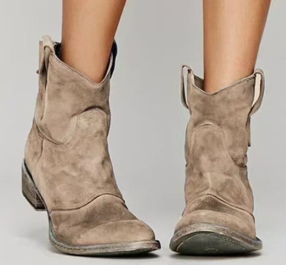 Botines de Ante Estilo Occidental