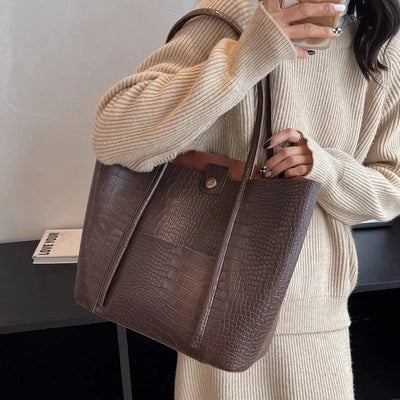 Bolso de hombro de cuero de cocodrilo