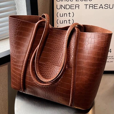 Bolso de hombro de cuero de cocodrilo