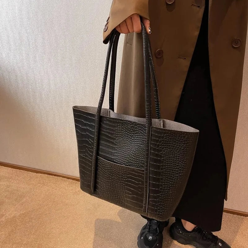 Bolso de hombro de cuero de cocodrilo