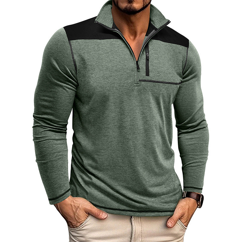 Sudadera Hombre Bicolor con Cuello Alto y Cremallera - Estilo Sport Chic