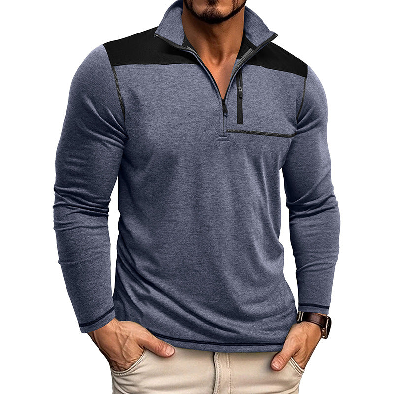 Sudadera Hombre Bicolor con Cuello Alto y Cremallera - Estilo Sport Chic