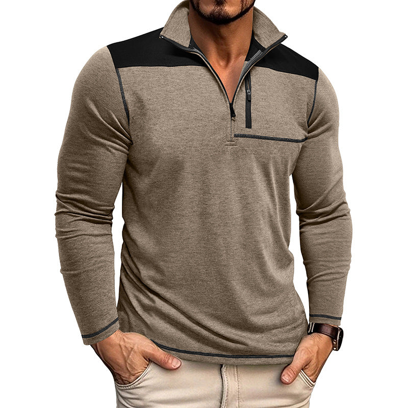 Sudadera Hombre Bicolor con Cuello Alto y Cremallera - Estilo Sport Chic