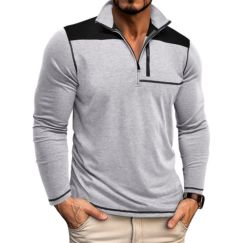 Sudadera Hombre Bicolor con Cuello Alto y Cremallera - Estilo Sport Chic