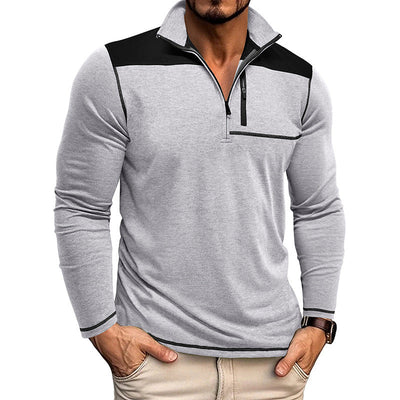 Sudadera Hombre Bicolor con Cuello Alto y Cremallera - Estilo Sport Chic