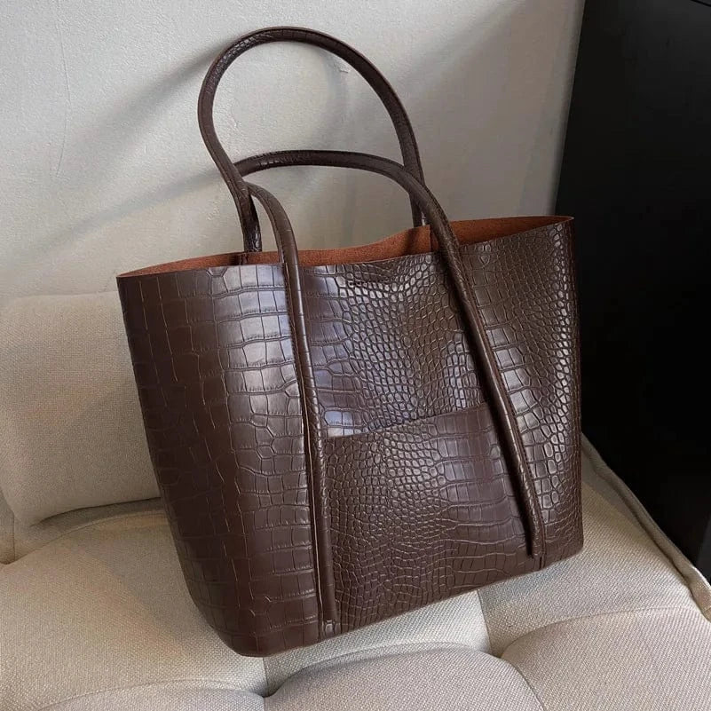 Bolso de hombro de cuero de cocodrilo