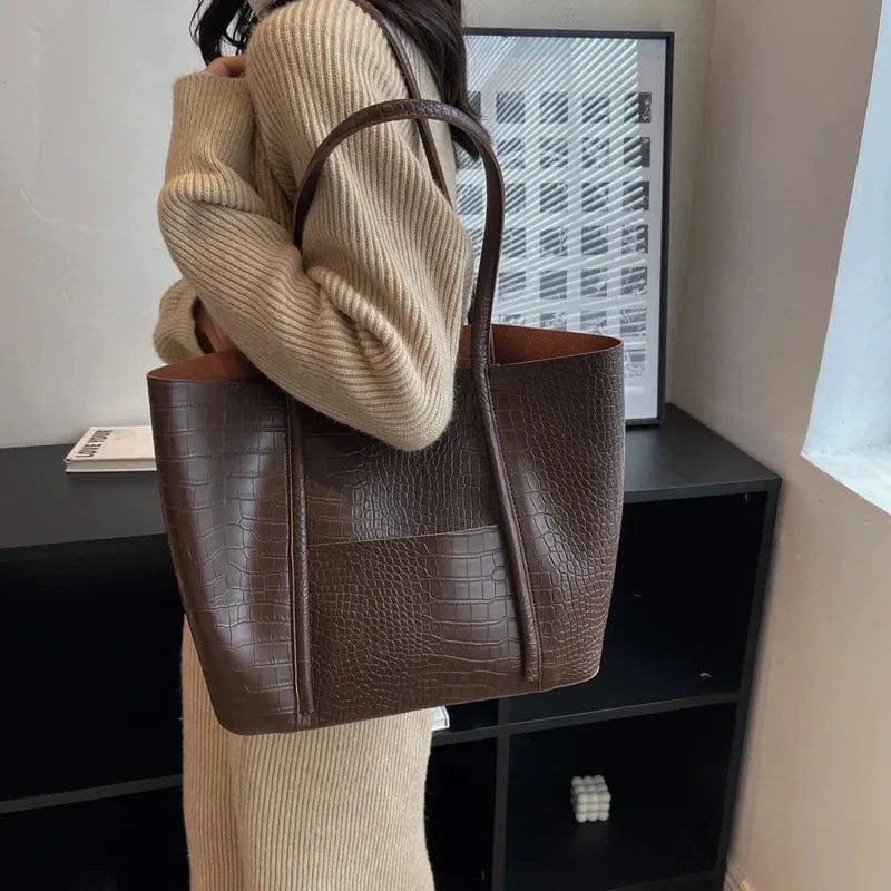 Bolso de hombro de cuero de cocodrilo