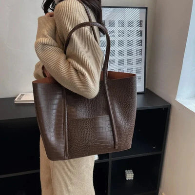 Bolso de hombro de cuero de cocodrilo