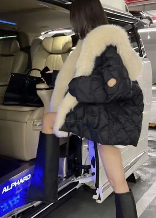 Abrigo acolchado de invierno con cuello de piel
