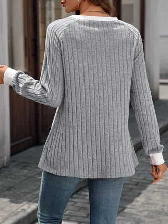 Camiseta Mujer Bloque de Colores - Manga Larga y Confort
