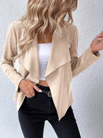 Chaqueta de mujer de ante con cremallera - estilo moderno y versátil