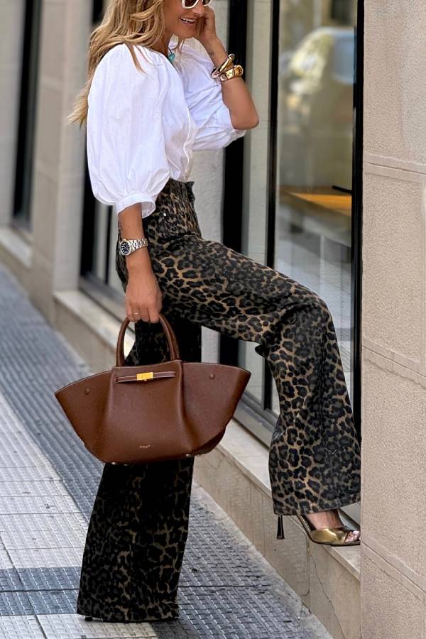 Jean Leopardo de Cintura Alta para Mujer – Estilo Chic y Confort